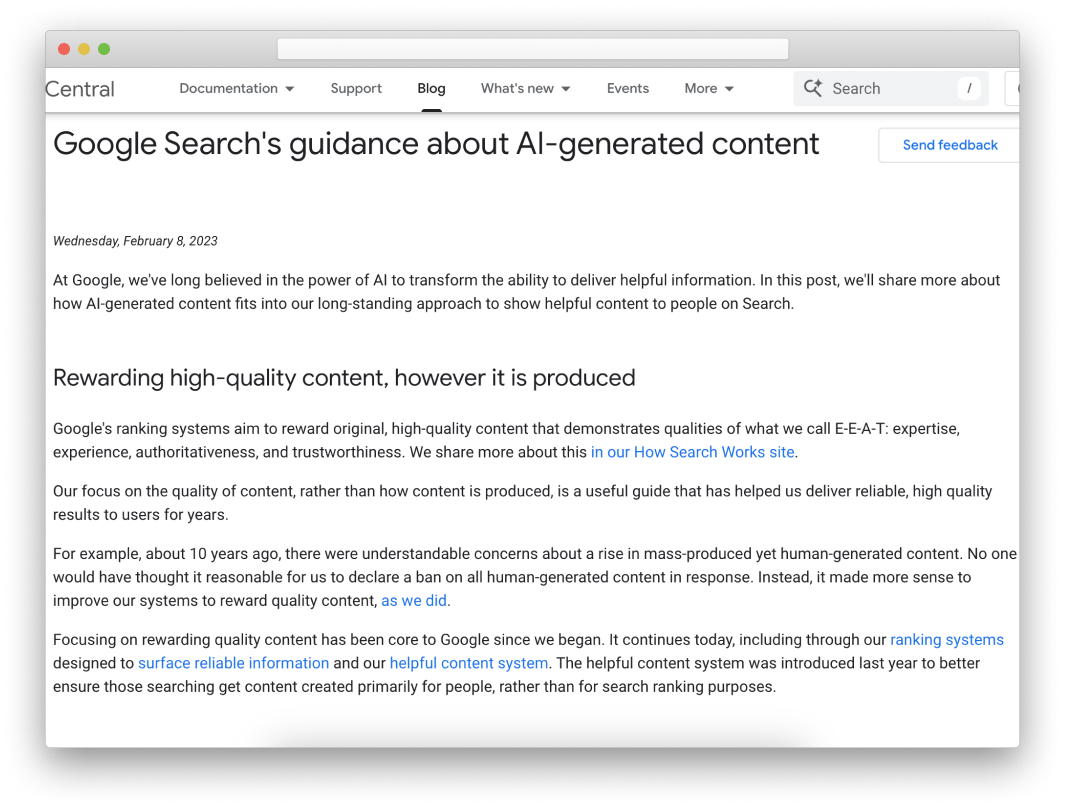 Google Search's guidance about AI-generated content